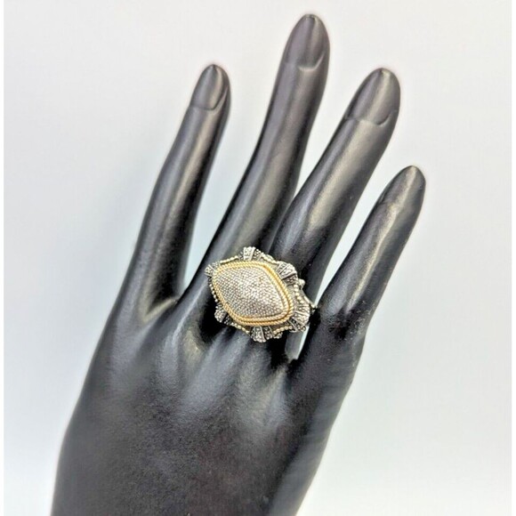 Elizabeth Adams Collection Sterling Silver 925 Pave Diamonds Statement Ring Sz 6 - Picture 14 of 16